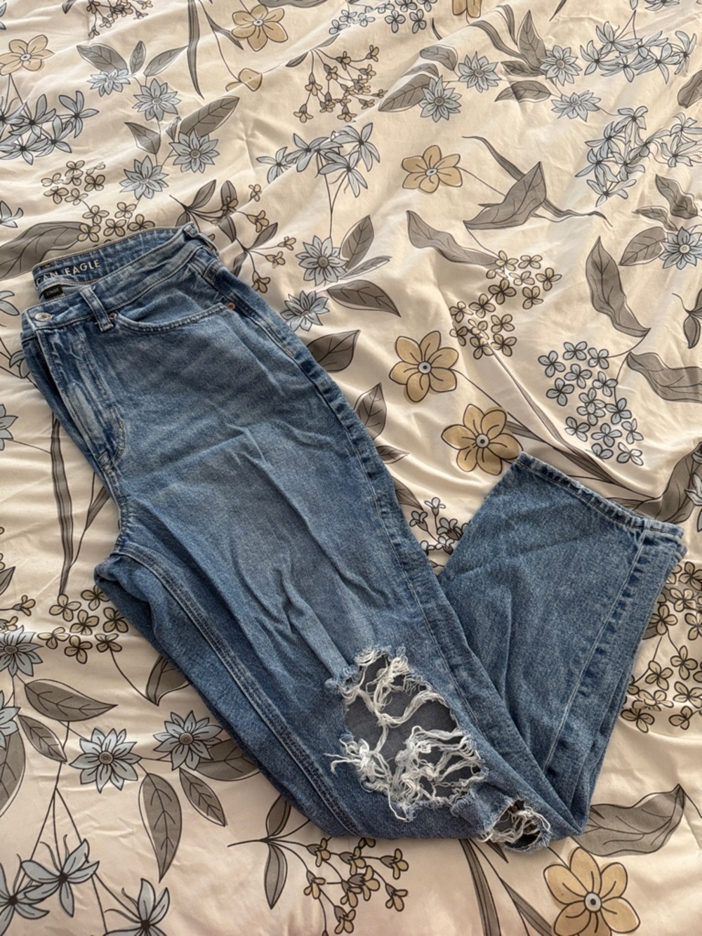 American Eagle Outfitters Light Blue Distressed Boyfriend Jeans
